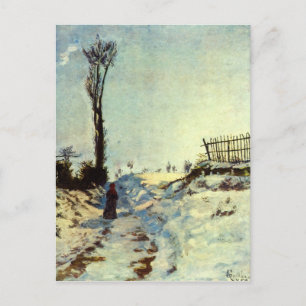 Hollow in de sneeuw briefkaart