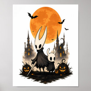 Hollow Knight Halloween Griezelen Maan Pompoen Gam Poster
