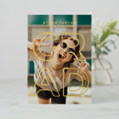 HOLLOW LINE SCOOOL GRAD Gold Foil Faire-part (Debout devant)