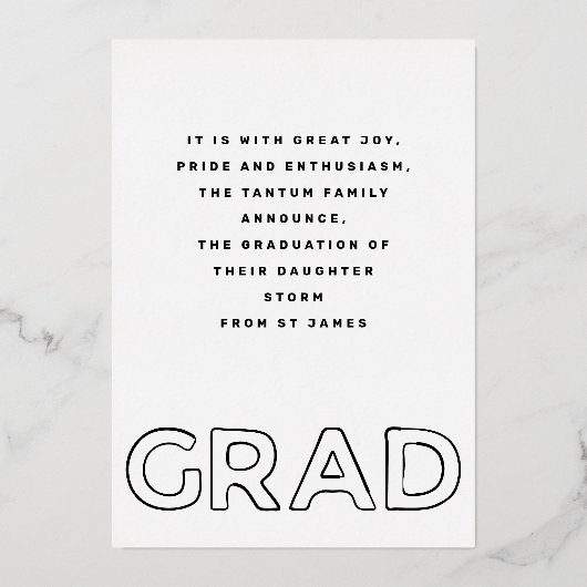 HOLLOW LINE SCOOOL GRAD Gold Foil Faire-part (Verso)