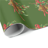 Holly and Bells kerstvakanay Wrapping Paper Cadeaupapier (Rol Hoek)