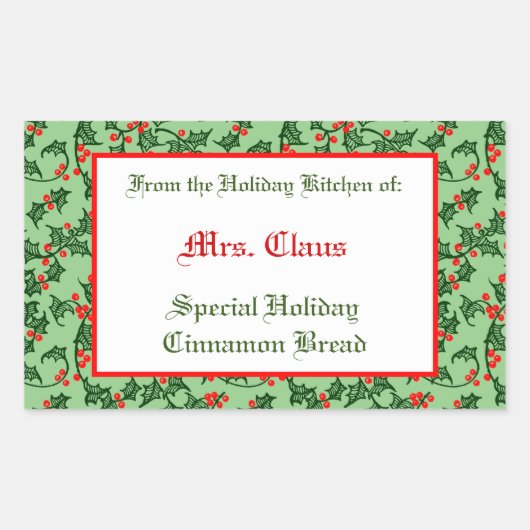 Holly and Berries Editable Baking Sticker on Sage (Voorkant)