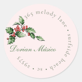 Holly and Berries Holiday Green Red Address Label