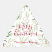 Holly and Berries Holiday Kerstmis Driehoek Sticker (Voorkant)