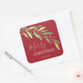 Holly and Berries Holiday Kerstmis Vierkante Sticker (Envelop)
