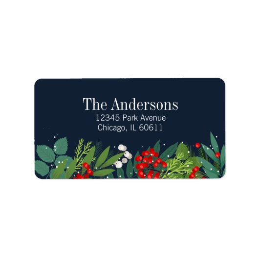 Holly and Greenery Merry Kerstfeestay Adres Etiket (Voorkant)