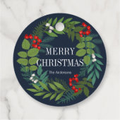 Holly and Greenery Merry Kerstfeestdag Bedankjes Labels (Achterkant)