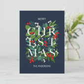 Holly and Greenery Merry Kerstmis Feestdagenkaart (Staand voorkant)