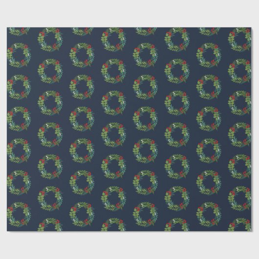 Holly and Greenery Wreath Merry kerstavond Cadeaupapier (Vlak)