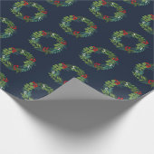 Holly and Greenery Wreath Merry kerstavond Cadeaupapier (Hoek)