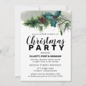 Holly and Pine Botanical Kerstparty Kaart (Voorkant)
