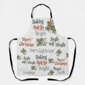 Holly and Pine Cones Kerstmis Typografie Schort (Voorkant)