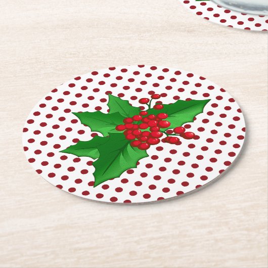 Holly and Polka Dots Holiday Paper Onderzetters (Gebogen)