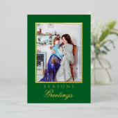 Holly and the Ivy Minimalist Green Christmas Card Folie Uitnodiging (Staand Voorkant)