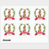 Holly Banner Airedale Terrier Hond Kerstmis Vierkante Sticker (Vel)