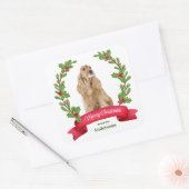 Holly Banner Cocker Spaniel Kerstmis Vierkante Sticker (Envelop)