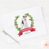 Holly Banner Fox Terrier Dog Kerstmis Vierkante Sticker (Envelop)