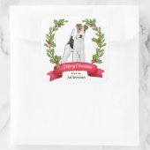 Holly Banner Fox Terrier Dog Kerstmis Vierkante Sticker (Tas)