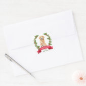 Holly Banner Golden Retriever Kerstkerst Vierkante Sticker (Envelop)