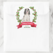 Holly Banner Parti Colour Cocker Spaniel Kerstmis Vierkante Sticker (Tas)