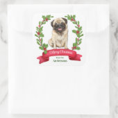 Holly Banner Pug Dog Kerstmis Vierkante Sticker (Tas)