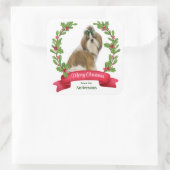 Holly Banner Shih Tzu Dog Kerstmis Vierkante Sticker (Tas)
