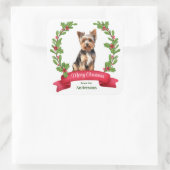 Holly Banner Yorkshire Terrier Kerstmis Vierkante Sticker (Tas)