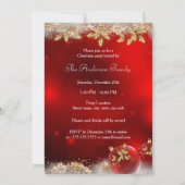 Holly Baubles Red Gold-kerstfeest Uitnodiging (Achterkant)