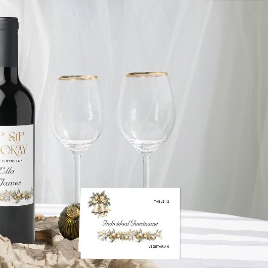 Holly Bell Mariage de Noël Nom d'hôte Carte Place