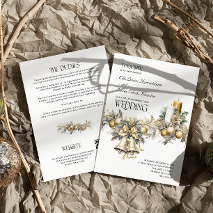 Holly Bells Gouden Bessen Winter Bruiloft Details Kaart
