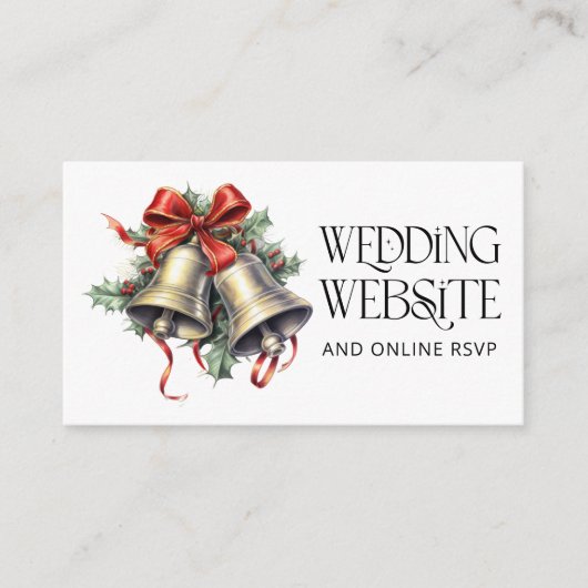 Holly Bells Winter Bruiloft Website en Online RSVP Informatiekaartje (Voorkant)