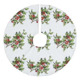 Holly berries 001 imitatie linnen kerstboom rok