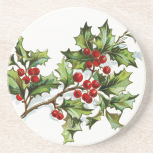 Holly Berries 001 Zandsteen Onderzetter
