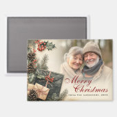  Holly Berries Beige Foto Kerst Magneet (Voorkant / Achterkant)