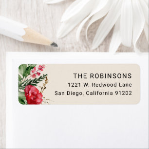 Holly Berries Bloemen Boho Kerstmis Retouradres Etiket