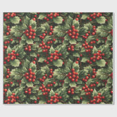 Holly & Berries Cadeaupapier (Vlak)