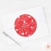 Holly Berries Christmas CUSTOM red white Ronde Sticker (Envelop)