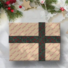 Holly Berries Christmas Grosgrain Lint