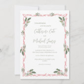 Holly Berries Christmas Theme Wedding Kaart (Voorkant)