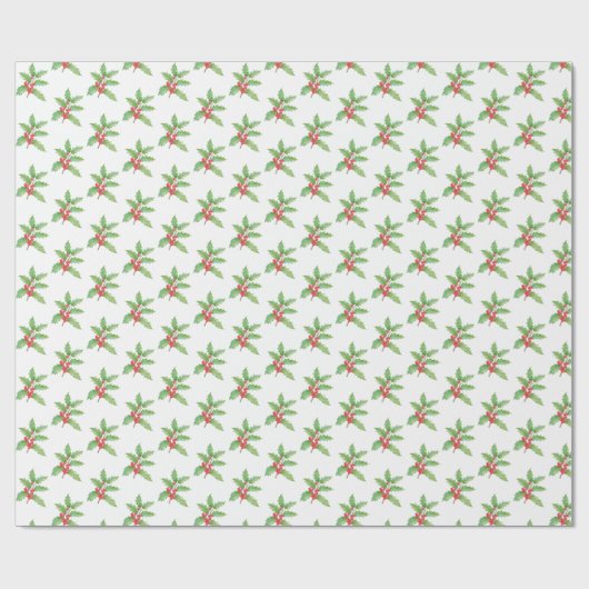 Holly berries Christmas wrapping paper Cadeaupapier (Vlak)