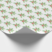Holly berries Christmas wrapping paper Cadeaupapier (Hoek)