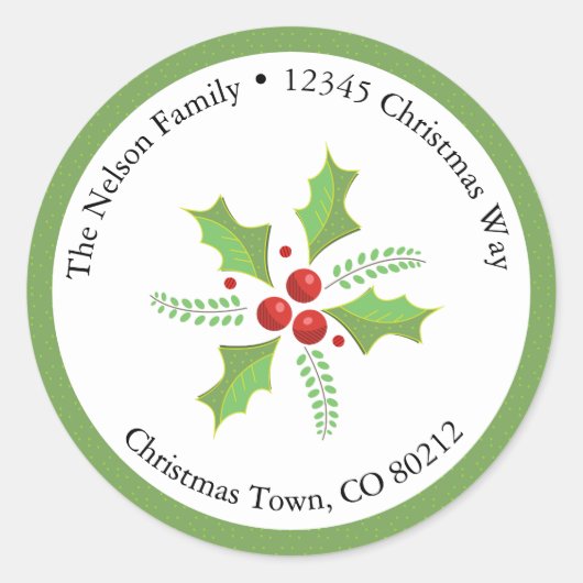 Holly Berries Circulaire retouradres Sticker (Voorkant)