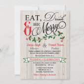 Holly, Berries, Eet, Drink en wees vrolijk bruilof Kaart (Voorkant)