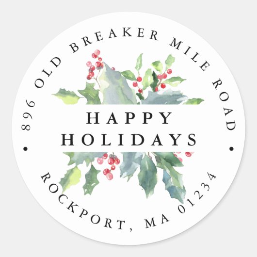 Holly Berries Elegant Return Address Label (Voorkant)