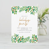 Holly Berries en Ferns kerstparty Kaart (Staand voorkant)