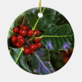 Holly Berries en Leaves Keramisch Ornament (Achterkant)