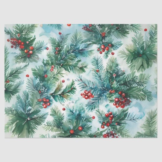 Holly Berries en Pine Christmas Decoupage Craft P Tissuepapier (Voorkant)