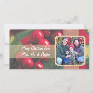Holly Berries Et Ribbon Family Carte photo