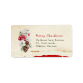 Holly Berries Foliage Pine Cones Retouradres Etiket (Voorkant)