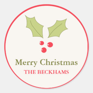 Holly Berries gepersonaliseerde vakantie cadeau La Ronde Sticker